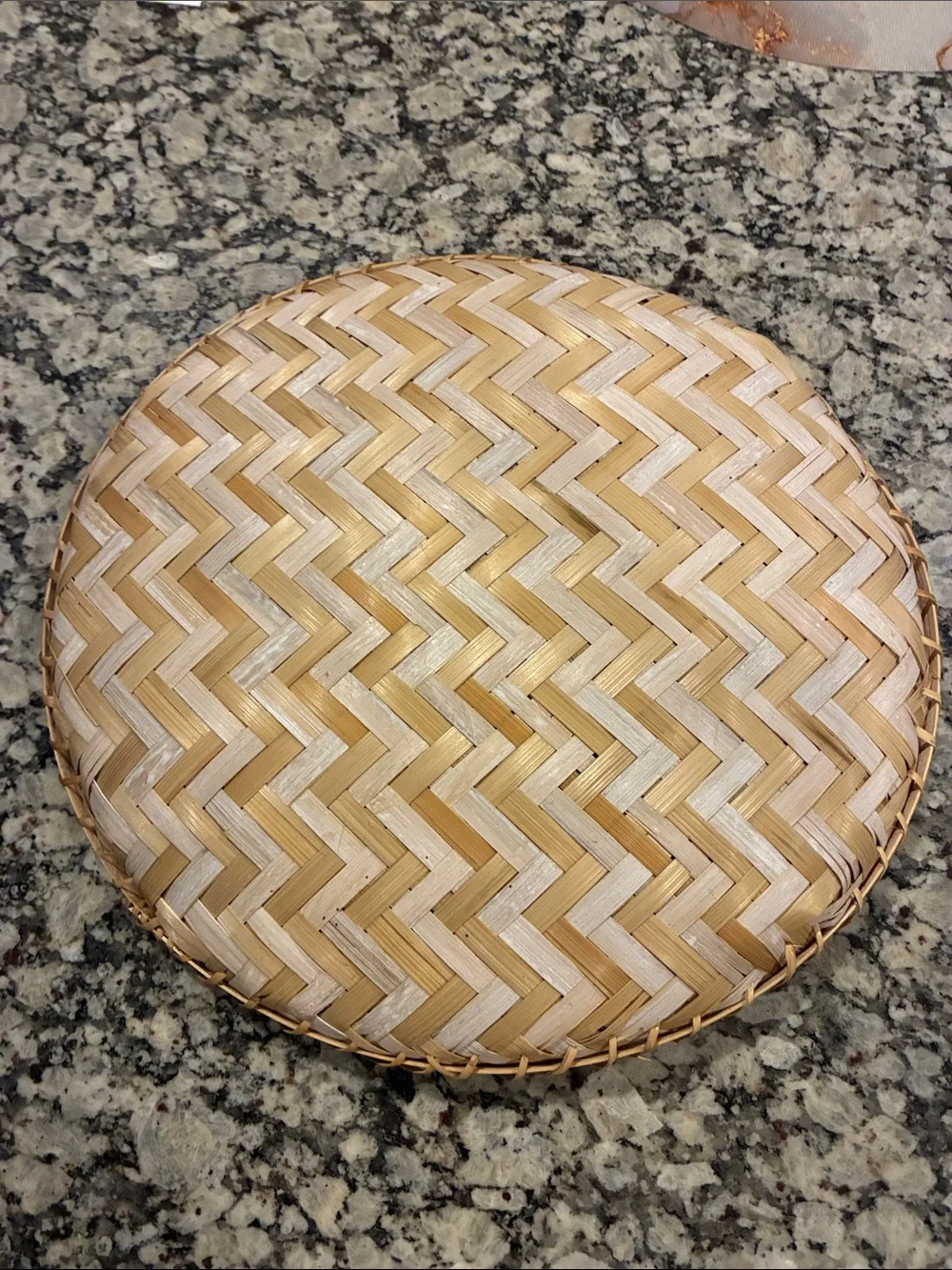 Woven Round Bamboo Tray - Natural Two-Tone